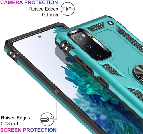 Miniatura 2 de LUMARKE Funda para Galaxy S20 FE con protector de pantalla, supera los 16 pies, probada en caídas, de grado militar, con soporte de anillo verde