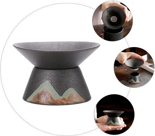 Miniatura 2 de ULTNICE Accesorio de filtro de té de cerámica con colador de malla fina para el hogar y la habitación, diseño compacto de 3 x 3 x 1.77 pulgadas