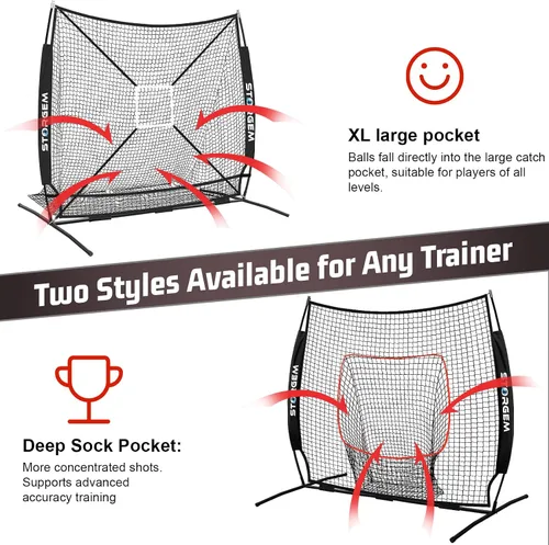 Miniatura 8 de Storgem 6'X6' Baseball Softball Practice Net, Portable Baseball Net for Batting, Hitting, Pitching and Fielding, Carry Bag, Strike Zone and Batting