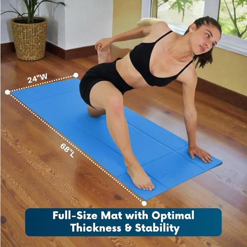 Miniatura 4 de Esterilla de yoga plegable gruesa, en 6 combinaciones; mayor soporte y protección para las articulaciones, sistema de alineación corporal