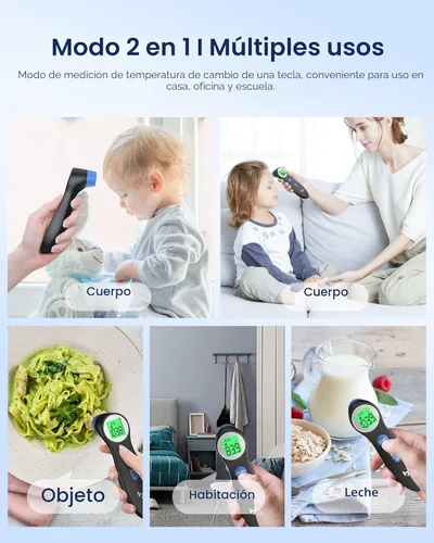 Miniatura 5 de Termómetro de frente para adultos y niños, termómetro digital sin contacto para bebés, lactantes y niños pequeños, alarma de fiebre de 3
