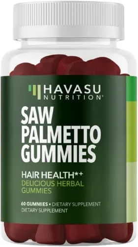 Gomitas Saw Palmetto para hombres, suplemento bloqueador DHT para la salud del cabello y calvicie con patrón masculino, 60 unidades, apoya el