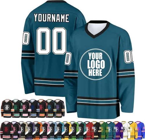 Miniatura 29 de Camiseta de hockey personalizada para hombres/mujeres/jóvenes/niños, nombre personalizado/número/logotipo de gran tamaño camiseta de entrenamiento