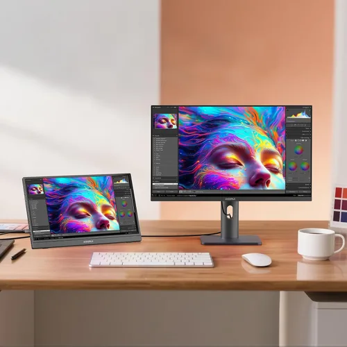 Miniatura 13 de KOORUI Monitor portátil de 15.6 pulgadas FHD 1080P IPS, segunda pantalla para viajes y oficina, monitor de juegos USB-C HDMI con soporte y altavoces