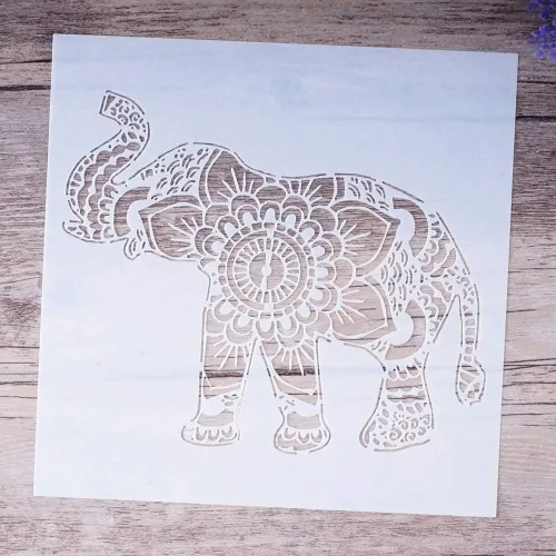 Miniatura 4 de Plantilla decorativa de mandala de elefante para pintar en paredes, manualidades de muebles (tamaño A4)