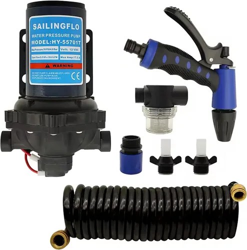 Miniatura 11 de Bomba de agua RV de 12 V CC, 3.0 GPM, bomba de diafragma de 45 PSI autocebante bajo demanda interruptor de presión integrado para barco, marina