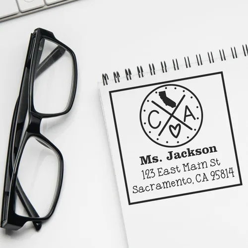Miniatura 31 de Sello entintado moderno con nombre y dirección del estado de Alabama – Sello de dirección de devolución personalizado para invitaciones de despedida