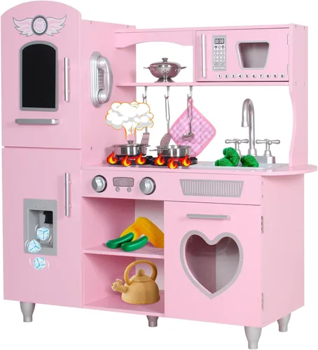Miniatura 12 de TaoHFE Cocina de Juguete, Juego de Cocina Rosa para Niñas, Juego de Cocina para Niños de 6 a 8 Años, Regalo Juego de Cocina para Niños de 3+ Años