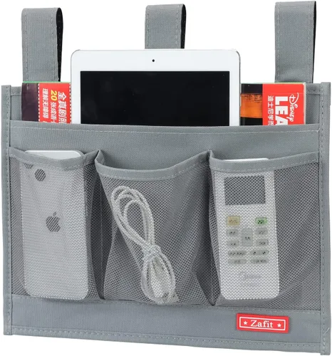 Miniatura 14 de Zafit Organizador colgante para mesita de noche, organizador de almacenamiento para revistas, teléfono, control remoto (4 bolsillos, negro)