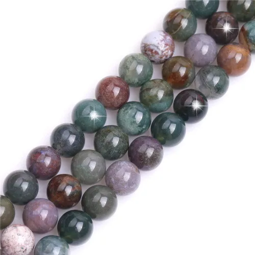 Miniatura 50 de GEM-Inside - Cuentas redondas de ágata de ónix azul claro natural de 0.394 pulgadas (0.394 in) con agujero grande para hacer joyas, suministros