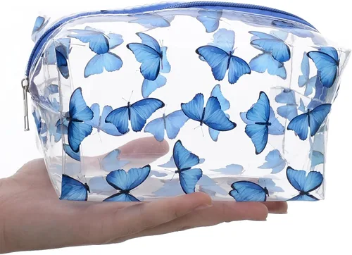 Miniatura 7 de Pequeña bolsa de cosméticos, bolsa de maquillaje transparente para la escuela, bonita bolsa de viaje para mujer, estuche organizador de maquillaje