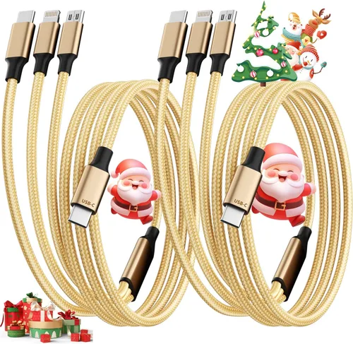 Miniatura 9 de Cable de Carga 4 en 1 de Carga Rápida de 65W, Cable USB C 4 en 1 Cable de Carga Múltiple USB con Chip E-Mark, Cable Cargador Múltiple para iPhone