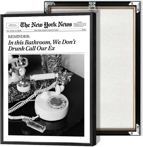 Miniatura 6 de Arte de pared en lienzo en blanco y negro con titulares de revistas de tendencia, póster de noticias, imagen divertida de hora feliz, impresiones