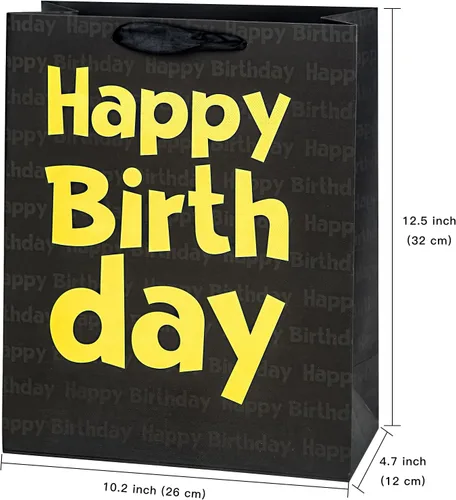 Miniatura 7 de Loveinside Bolsa de regalo de cumpleaños negra con papel de seda para cumpleaños, baby shower, fiesta y más, 13 x 10 x 5 pulgadas, 1 unidad Negro