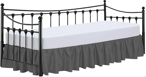 Miniatura 10 de Ready To Rest Falda para cama nido individual de 12 pulgadas de caída, faldas de cama estilo plisado para camas nido, esquinas divididas con Blanco