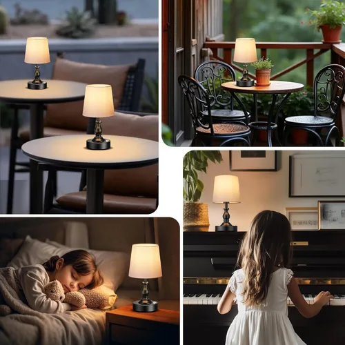 Miniatura 7 de PARTPHONER Mini lámpara de mesa LED inalámbrica, lámpara recargable de 5200 mAh, brillo de 3 niveles, lámpara de escritorio regulable táctil, luz