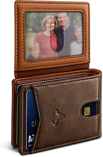 Miniatura 12 de BULLIANT Billetera para hombre, delgada de cuero, bolsillo frontal, tarjetero para regalo, para hombres, 11 ranuras con bloqueo RFID, Minimalista