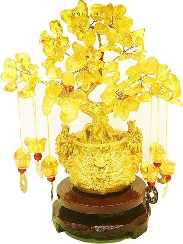 Miniatura 3 de Árbol de la Abundancia de Feng Shui de citrino/Árbol de Dinero de citrino y Árbol de citrino, Árbol de Cristal de Grifo/Árbol de Fortuna de Dragón