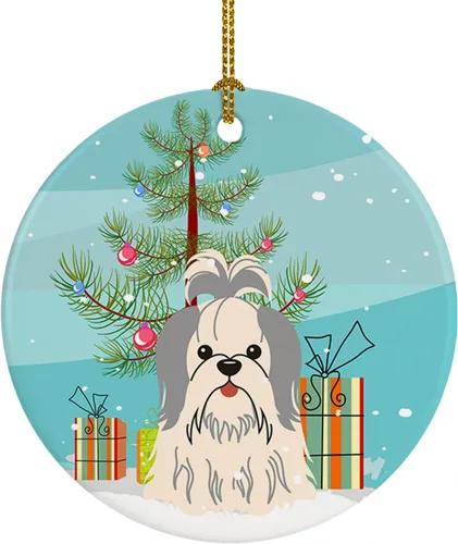 Miniatura 98 de Caroline's Treasures Adorno de cerámica para árbol de Navidad, Laika Spitz de Siberia Occidental, decoración colgante para árbol de Navidad
