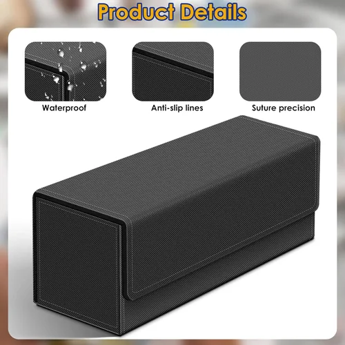 Miniatura 4 de Homthy Funda de 600 cartas para comercio, cierre magnético de cuero, caja de almacenamiento Commander para deportes, juegos, tarjetas estándar Negro
