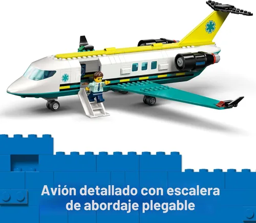 Miniatura 3 de LEGO City Juguete de construcción de avión de ambulancia aérea de emergencia para niños - Juego de simulación modelo de avión de rescate para niños
