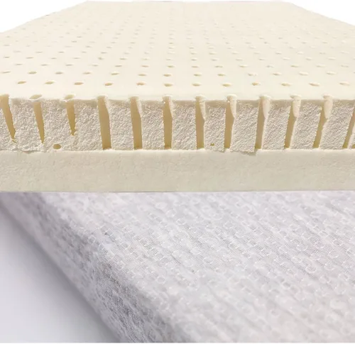 Cubrecolchón de látex orgánico de doble zona de 2 pulgadas con funda gris jaspeado con cremallera (individual, suave y firme), certificado GOTS &