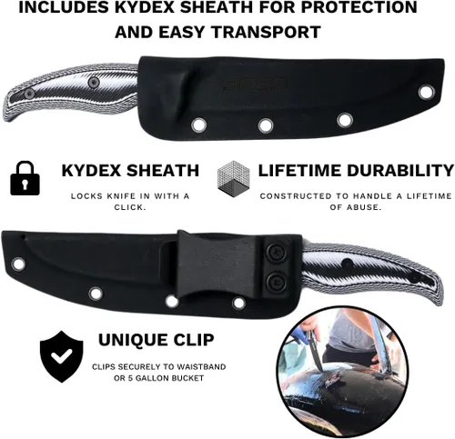 Miniatura 3 de SORD - Cuchillo de pesca – Cuchillo utilitario de 5 pulgadas para pesca y caza – Equipo de caza de hoja fija y equipo de pesca – Incluye funda Kydex