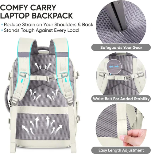 Miniatura 3 de BALEINE Mochila de Viaje para Mujeres y Hombres, Mochila Grande y Resistente de Equipaje de Mano para Laptop, Regalos para Negocios, Casual, Fin