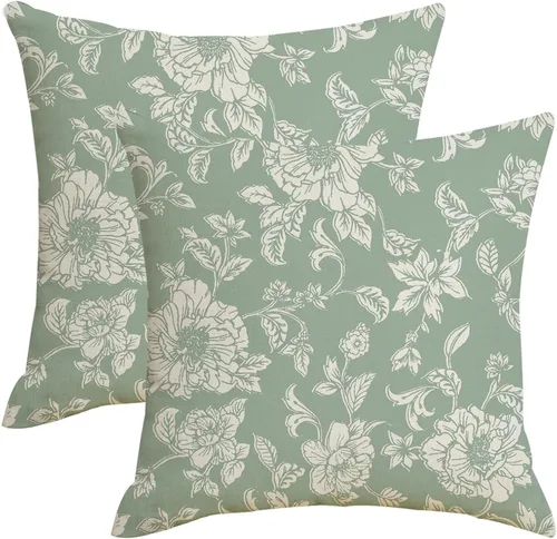 Miniatura 12 de AWJTNCQ Juego de 2 fundas de almohada florales de primavera de 18 x 18 pulgadas, fundas de almohada cuadradas decorativas de lino floral de verano