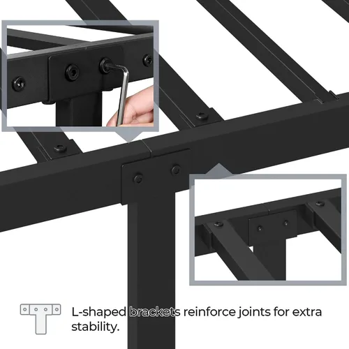Miniatura 8 de Yaheetech Base de cama de plataforma metálica de tamaño Full con cabecero y pie de cama simples, base de colchón para almacenamiento debajo