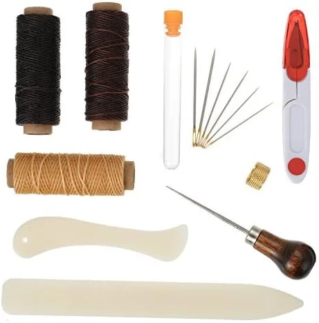 Shappy Kit de 15 piezas para encuadernación, herramientas de iniciación, carpeta de huesos, papel creaser, hilo encerado, punzón, agujas de ojo