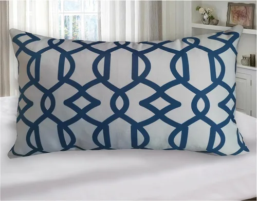Miniatura 18 de Funda de almohada decorativa clásica con diseño de crayón de mano azul estilo capri, marcas geométricas, funda de almohada decorativa de 17 x 17