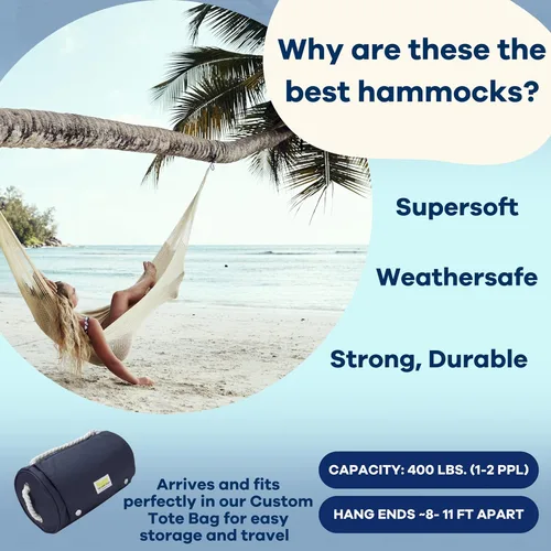Miniatura 6 de Yellow Leaf Hammocks - Hamaca tejida a mano de tamaño doble, con capacidad para 1 a 2 personas, 400 libras máximo, resistente a la intemperie, Big