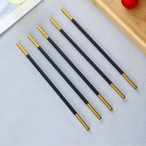 Miniatura 3 de Pajitas de metal reutilizables de acero inoxidable, popotes de metal reutilizables extralargos, pajitas de metal rectas, oro negro, 5 piezas.