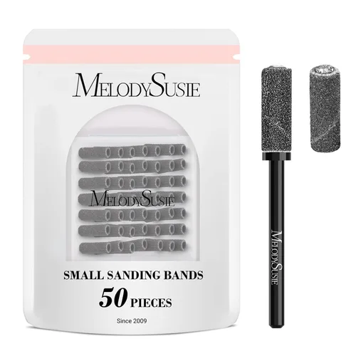 Miniatura 21 de MelodySusie 50 piezas de brocas para lima de uñas pequeñas con bandas de lijado de 3.1mm, lima de uñas de grano 80 para uñas acrílicas, manicura