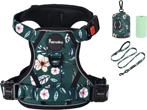 Miniatura 8 de Petmolico Juego de arnés para perro sin tirones con accesorio de correa, asa de fácil control, chaleco reflectante para razas pequeñas, chaleco