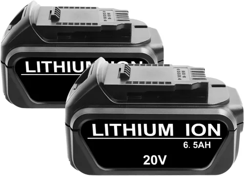 Paquete de 2 baterías de repuesto de 20 V 6.5 Ah para batería Dewalt de 20 V DCB200 DCB201 DCB203 DCB204 DCB206, batería compatible con herramientas