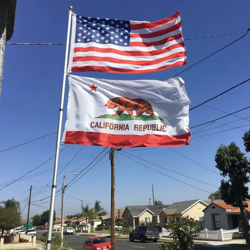 Miniatura 2 de Bandera de doble cara de la República del estado de California 3x5 para exteriores, resistente a la decoloración UV, banderas de oso de Cali CA