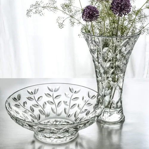 Miniatura 2 de Jarrón redondo de cristal de apertura para flores, rosas, diseñado, 11.75 pulgadas de alto, fabricado en Europa