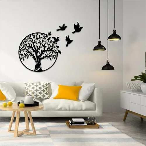 Miniatura 6 de 40cm Metal Tree of Life Wall Art - 3 Flying Birds Wall Sculpture - Indoor and Outdoor Home Bedroom Decorations, Modern Round Wall Decor,Black