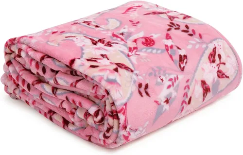 Vera Bradley Manta de felpa de forro polar Botánico Paisley Rosa