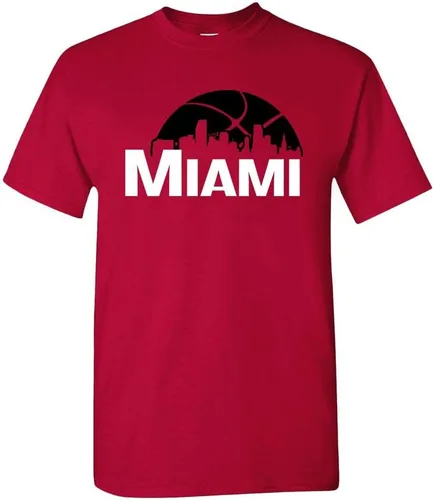 Xtreme Apparrel Camiseta Team Cityscape Skyline para los fanáticos del baloncesto Miami - Camiseta Cardinal