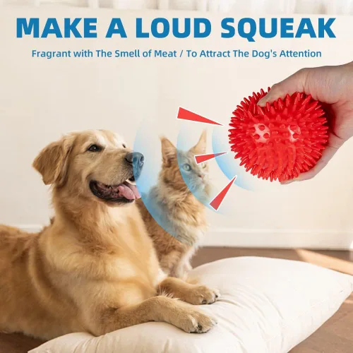 Miniatura 5 de Bolas para perros de 11.4 cm resistentes y chillonas para perros medianos y grandes, paquete de 4, juguetes para perros indestructibles