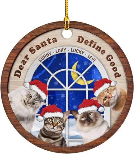 Miniatura 14 de Meowy Catmas - Divertido sombrero de Papá Noel con foto de gato, adorno de Navidad personalizado, regalos para gato, mamá, papá, lindo árbol