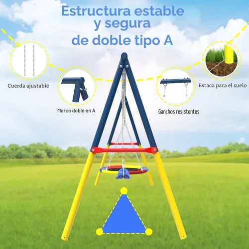 Miniatura 4 de Juego de columpios para patio trasero con soporte, columpio de metal resistente de 440 libras, soporte de columpio para exteriores, contiene 1 Azul