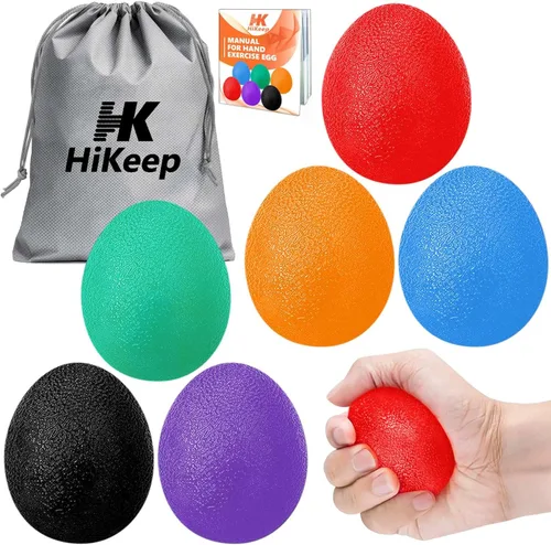 HiKeep Bolas de estrés para adultos (paquete de 6), pelota antiestrés, dispositivos de fortalecimiento de manos, ejercitadores de mano para fuerza,