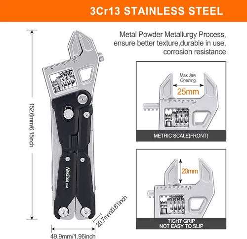 Miniatura 3 de NEXTOOL W4 - Llave de trinquete ajustable multiherramienta de 11 en 1, herramienta plegable EDC con alicates, cuchillo, sierra y destornillador