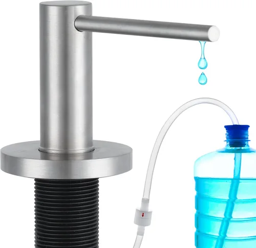 Gappo Dispensador de jabón mejorado para fregadero de cocina, níquel cepillado, bomba de encimera de acero inoxidable, dispensador de jabón