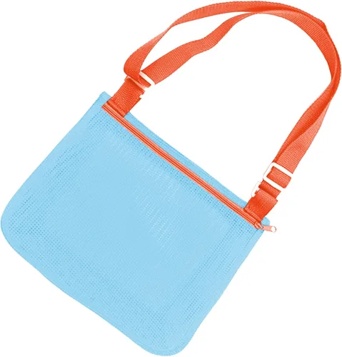 Miniatura 12 de UTTPLL Bolsa de playa de malla colorida ajustable para niños, bolsa de red de secado rápido para conchas marinas que recolecta arena juguete Rosa