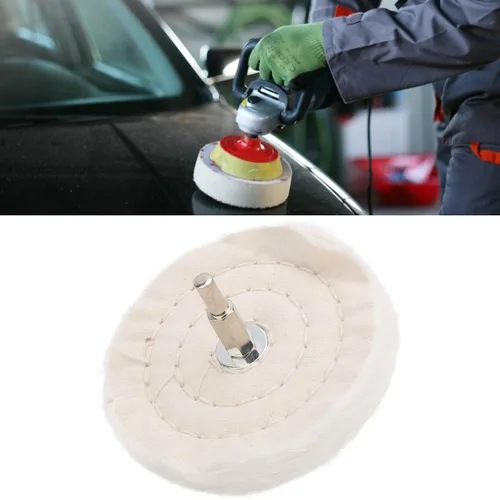 Miniatura 5 de ViaGasaFamido Kit de rueda de pulido de tela blanca para taladro, herramientas de pulido de espejo de algodón de tipo plano con mango para joyería